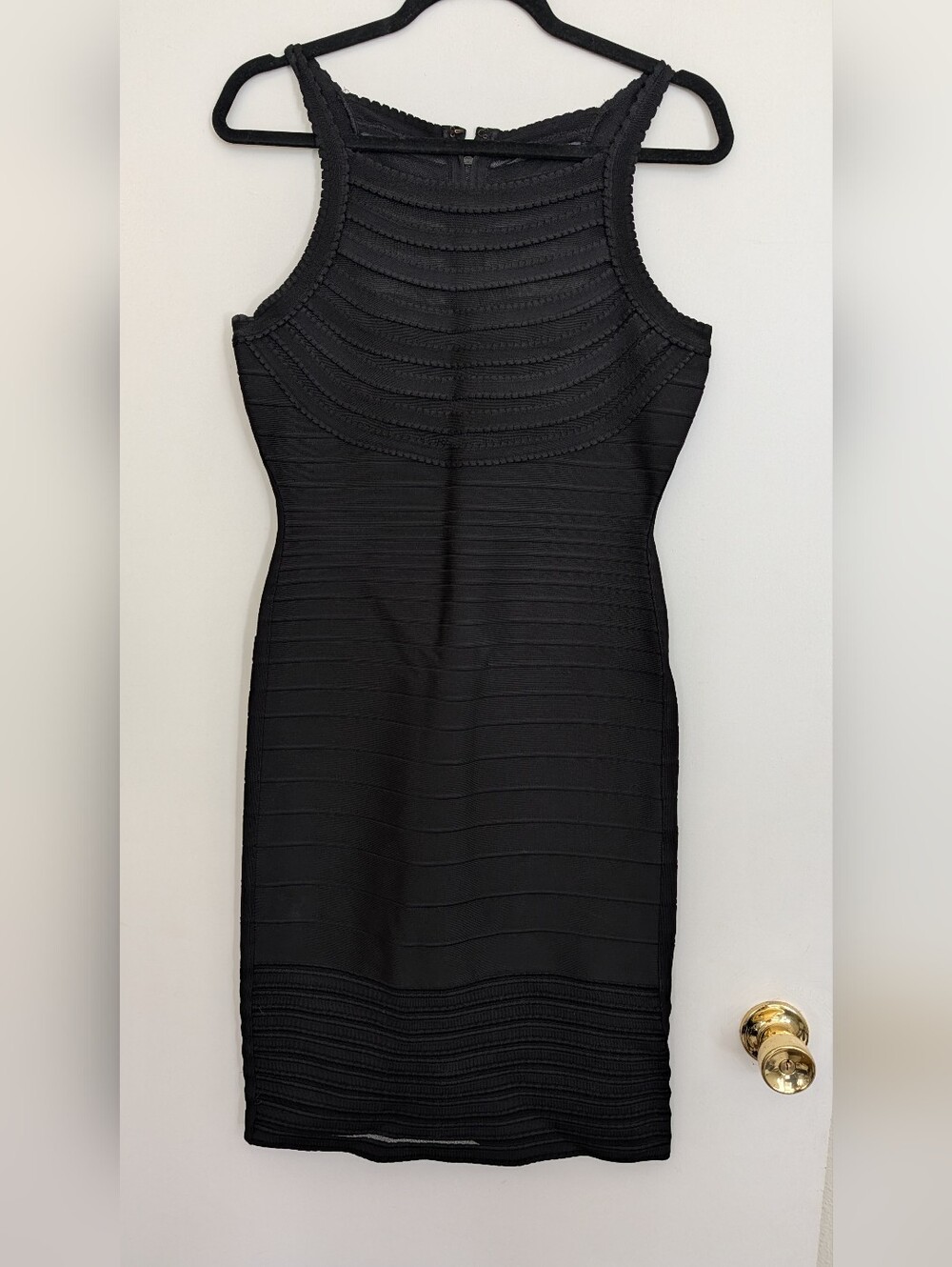 Herve Leger Black Sleeveless Midi Bandage Dress